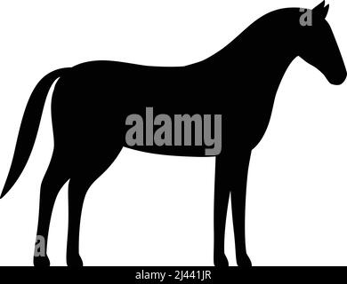 Horse, farm animal black icon, vector illustration Stock Vector