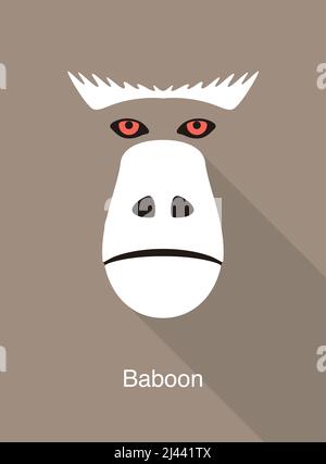 Baboon face flat icon design  vector illustration Stock Vector