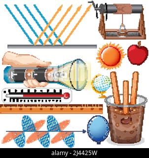 Science equipments on white background illustration Stock Vector
