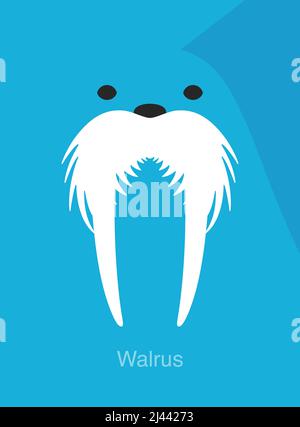 Walrus face icon, vector illustration Stock Vector