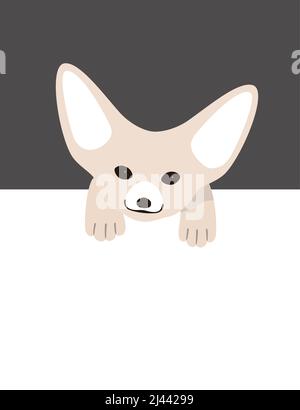 Fennec fox baby lie on the table, flat icon design, vector illustration Stock Vector