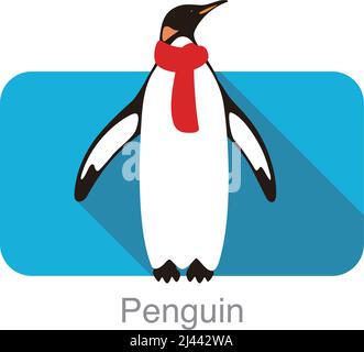 Emperor Penguin standing on the ground, swearing a scarf, Penguin seed series, vector Stock Vector