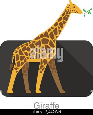 Giraffe walking flat icon design, vector illustration Stock Vector