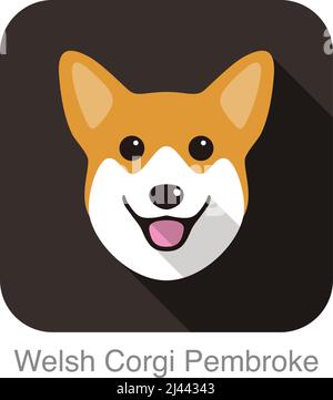 Cute Corgi puppy vector outline illustration, simple black and white ...