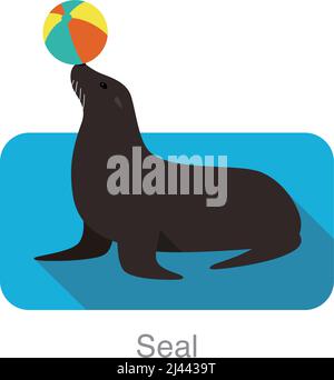 Cute seal playing the ball, vector illustration Stock Vector