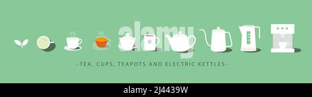 Set of tea related vector line icons. Stock Vector