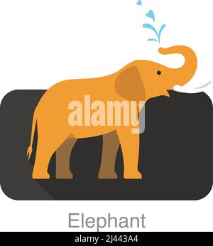 Elephant spray the water with nose, vector illustration Stock Vector