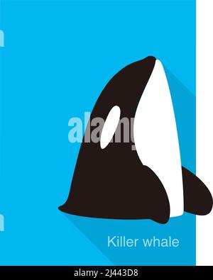 Killer Whale jumping from the sea flat icon design , vector illustration Stock Vector