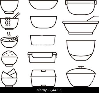 Bowls and plates icon set vector illustration Stock Vector