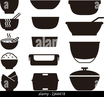 Bowls and plates icon set vector illustration Stock Vector