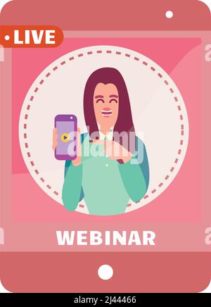 Streaming service concept Woman doing a live on cellphone Vector Stock Vector