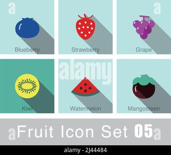 Fruit icon design set, vector illustration Stock Vector