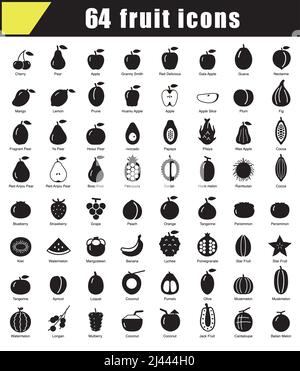 64 Fruit line icons vector illustration Stock Vector