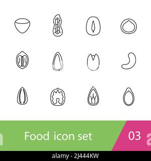Nut and seed outline icon set design vector illustration Stock Vector