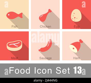 Supermarket meat icon set design, vector illustration Stock Vector