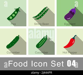 Vegetables food flat icon set design  vector illustration Stock Vector