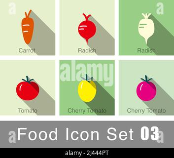 Vegetables food flat icon set design  vector illustration Stock Vector