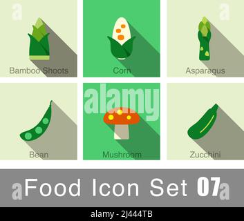 Vegetables food flat icon set design  vector illustration Stock Vector