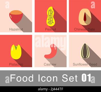 Different Nuts Set Isolated On colorful Background Stock Vector