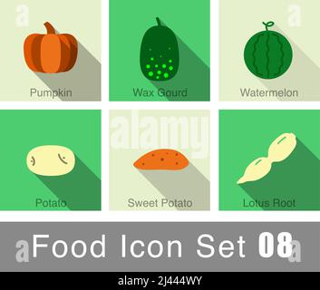 Vegetables food flat icon set design  vector illustration Stock Vector