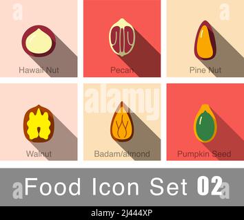 Different Nuts Set Isolated On colorful Background Stock Vector