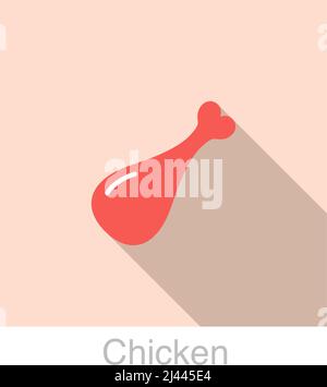 Chicken leg food flat icon vector vector illustration Stock Vector