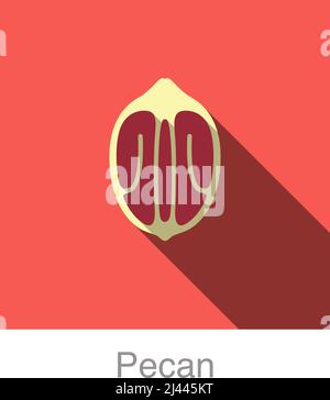Pecan flat icon, vector illustration Stock Vector