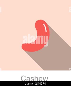 Cashew flat icon, vector illustration Stock Vector