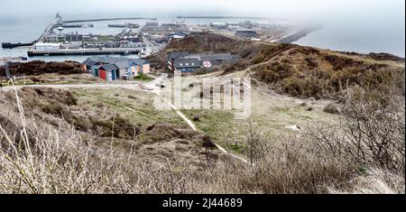 Helgoland, Germany. 26th Mar, 2022. The former prominent southern tip of Helgoland, an approach point for all ships, completely disappeared in 1947 by the 'Big Bäng', and a deep crater has been gaping in its place ever since. ( To dpa-Korr '6700 tons of ammunition blown up on Helgoland - 75 years of 'Big Bang'' on 12.04.2022) Credit: Markus Scholz/dpa/Alamy Live News Stock Photo