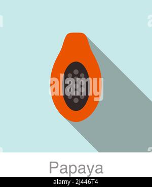 Papaya fruit flat icon, vector illustration Stock Vector