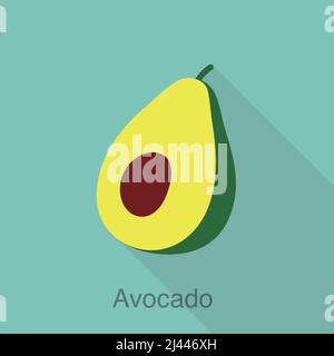 Avocado fruit flat icon, vector illustration Stock Vector