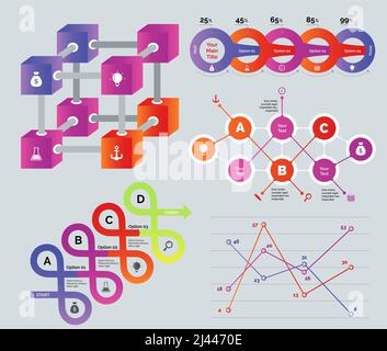 Creative diagrams set. Can be used for workflow layout, annual report ...