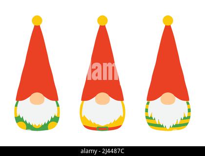 Gnomes flat lay character doodle. Vector illustration Stock Vector