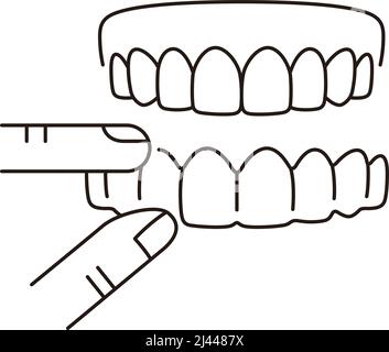 Teeth invisible braces thin line art icons Stock Vector