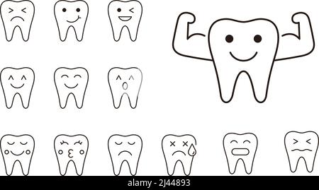 Tooth emoji icons, illustration vector. Stock Vector