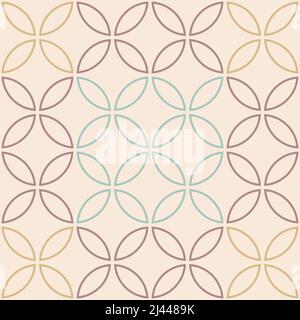 Four Leaf circle outline tile seamless pattern. Digital illustration background Stock Vector