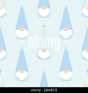 Gnomes flat lay seamless pattern. Vector illustration background. Stock Vector