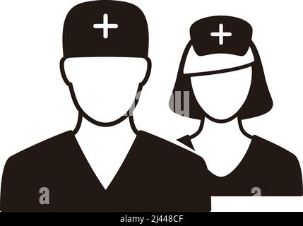 Doctor and nurse line vector icons Stock Vector