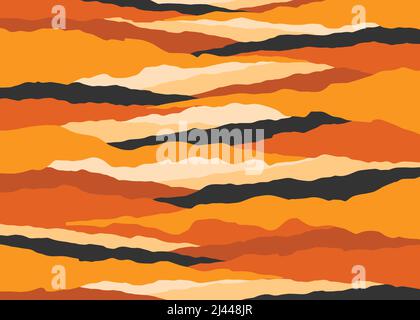 Abstract orange landscape background. Geometric template with wavy shape. Vector illustration background. Stock Vector