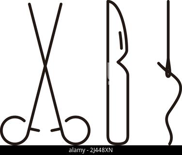 Medical icons, scalpel, forceps and needle, vector illustration Stock Vector