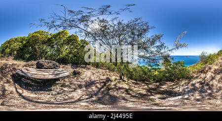 360 degree panoramic view of Another scenic stop following bushwalk path - Castaway Island Resort - Qalito Island - Fiji Islands