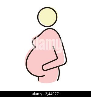 Vector pregnant woman icon in trendy linear style Stock Vector