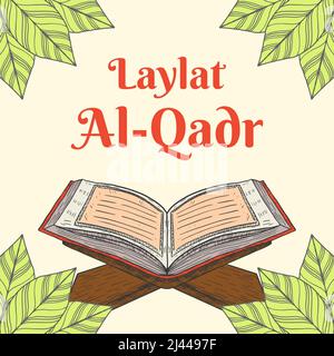 hand drawn laylat al-qadr illustration greeting Stock Vector