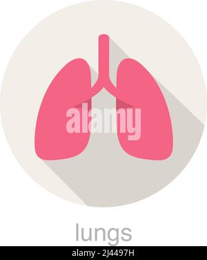 Human organ lungs flat design icon, vector illustration Stock Vector