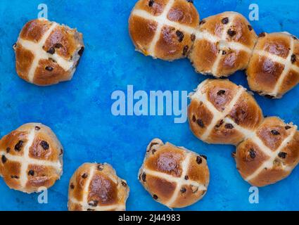Homemade Hot Cross buns Stock Photo