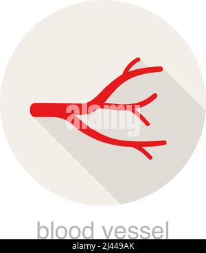 Human blood vessel flat design icon, vector illustration Stock Vector