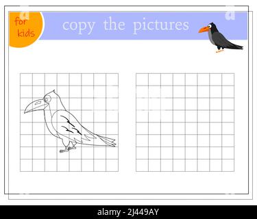 Crow bird learn to draw Royalty Free Vector Image