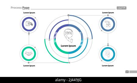 Cycled flow chart slide template. Element of diagram, infographic, flowchart. Concept for presentation, slide template, annual report. Can be used for Stock Vector