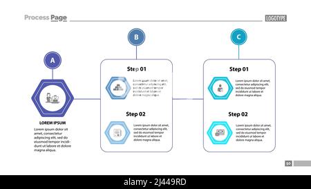 Complex process chart slide template. Element of strategy, plan, diagram. Concept for business presentation, templates, annual report. Can be used for Stock Vector
