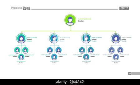 Company tree structure slide template. Business data. Graph, diagram, design. Creative concept for infographic, project. Can be used for topics like o Stock Vector
